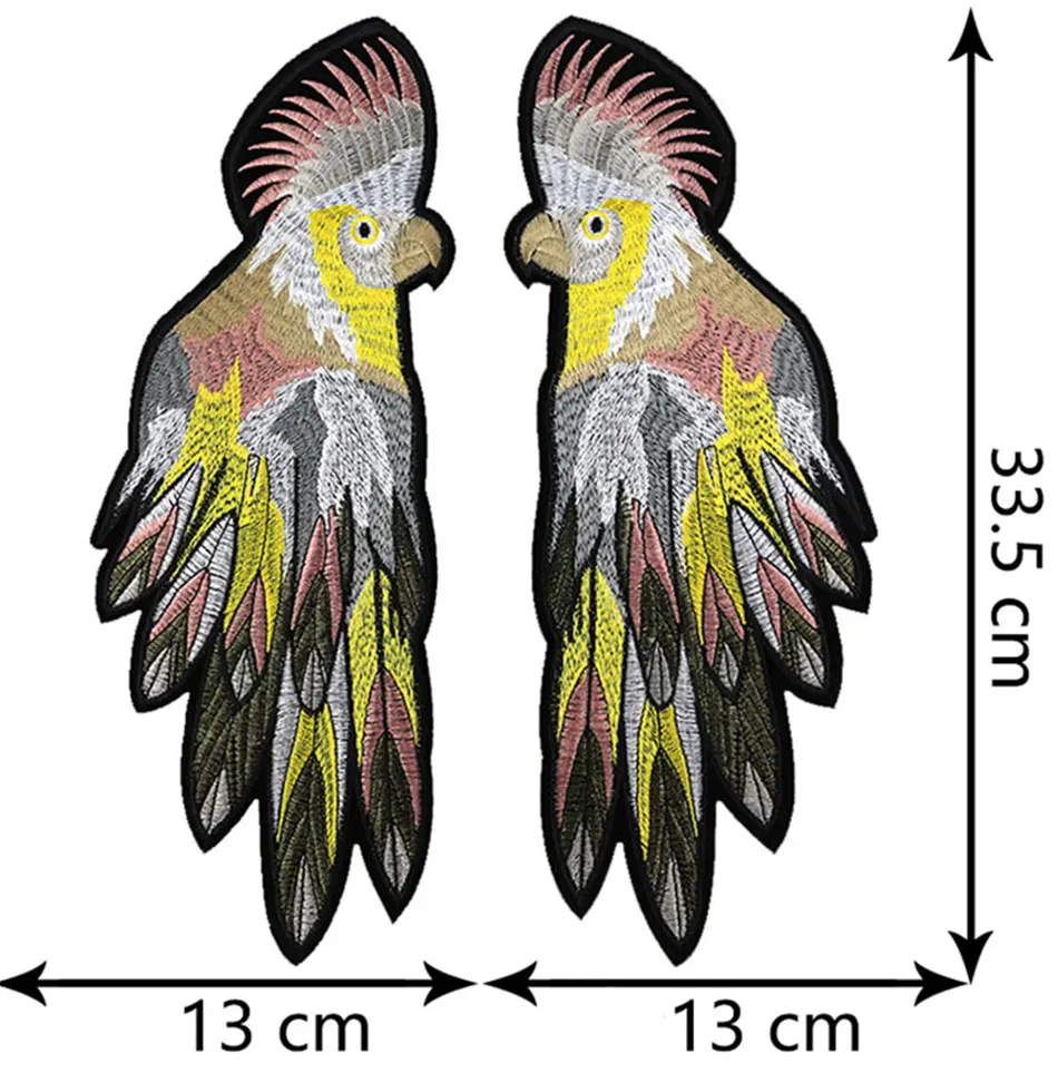 Новые вышитые нашивки с попугаем, сделай сам, рукоделие, крылья ангела, аппликация, шитье для одежды, пальто, нашивки, ремонтная ткань, brordados pararopa