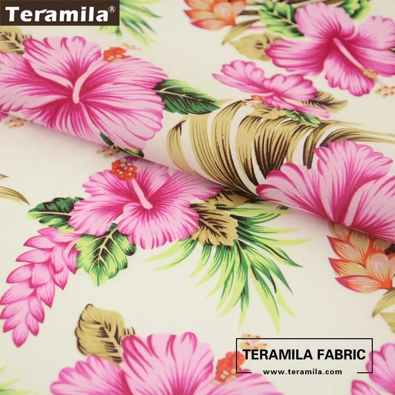 Teramila-tela de popelina para costura, telas estampadas Vintage brillantes  para coser ropa, vestido, Patchwork Hawaiano por medio metro para costura -  AliExpress