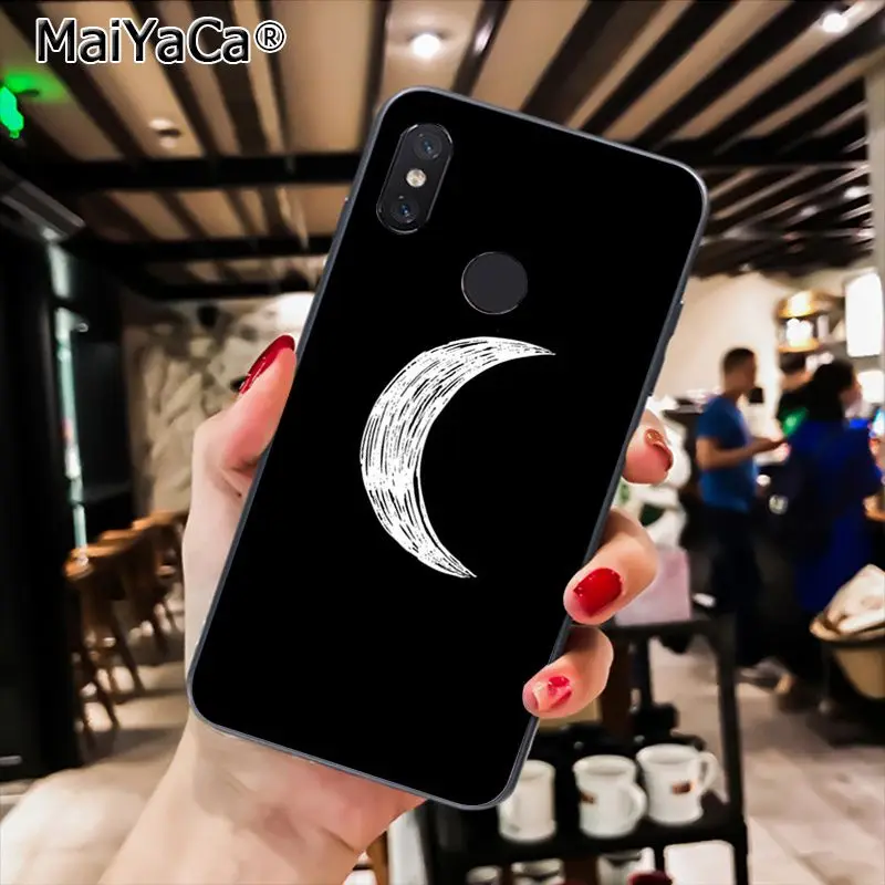 MaiYaCa черный с белой Луной и звездами космический астронавт PhoneCase для Xiaomi Redmi8 4X 6A S2 7A 6A Redmi 5 5Plus Note5 7 Note8Pro
