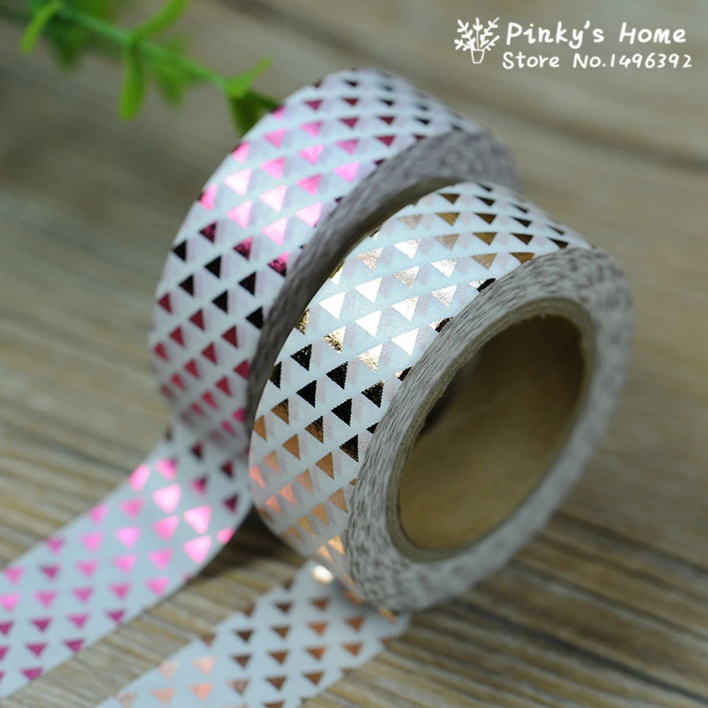 

1.5CM Wide Triangle Gold Foil Washi Tape Scrapbooking Stickers Adhesivos Decorative Masking Tape Paper Packing Tape