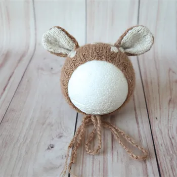 

Santa Crochet mohair baby soft hat Christmas elk hat Newborn baby bonnetNewborn photography props Knit mohair bonnet photo props