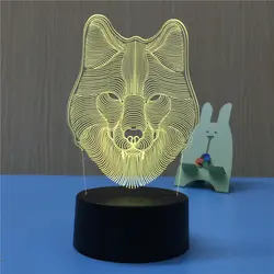 Волчья Голова 3D светодио дный лампа ночник USB светодио дный Иллюзия атмосферу видения настольная лампа для детей Спальня украшения Новинка