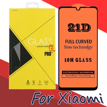 

100pcs 21D Full Cover Printing Tempered Glass For Xiaomi Mi 9 8 SE A2 Lite POCO F1 CC9 9T 9X Screen Protector With Yellow Box