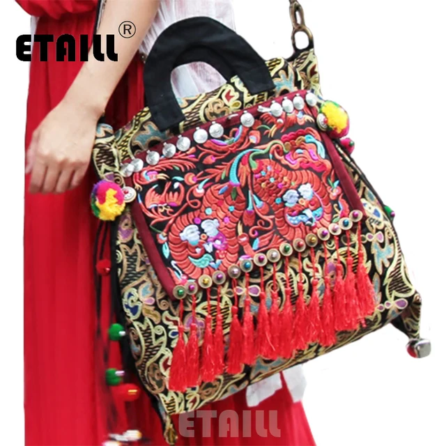 National Ethnic Embroidery Bag Handmade Indian Boho Embroidered National Ethnic Embroidery Bag Handmade Indian Boho Embroidered Women Shoulder Womens Famous Brand Logo Bags