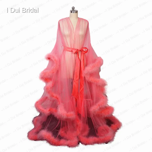 women's feather bridal robe wedding scarf