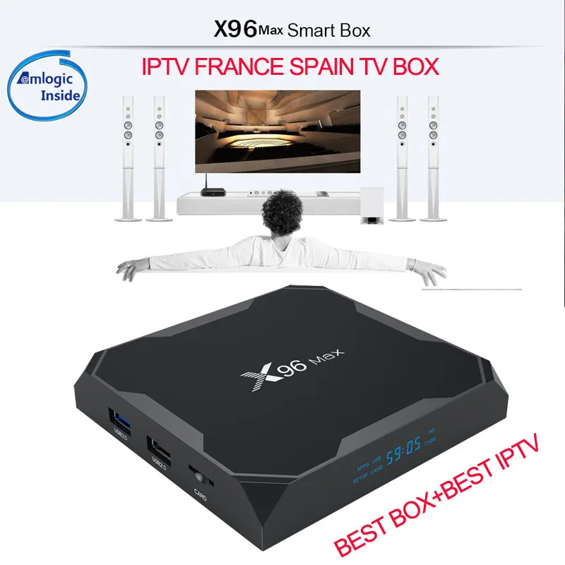 X96Max IP ТВ французское французский пэсп в Испании Android 8,1 tv box 2 ГБ/4 ГБ/DDR4 Ram 64 Гб IP ТВ Франция m3u испанский X96 Макс Медиа плеер