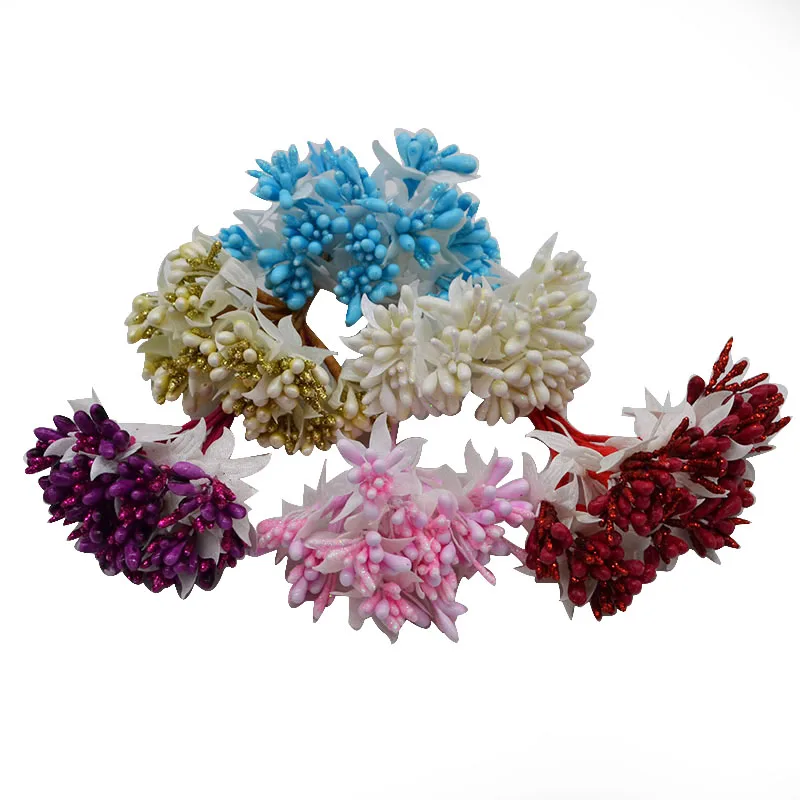 

12PCS/lot Silk Stamen Berries Handmade Artificial Flower Bouquet Wedding Decoration Gift Box DIY Wreath Scrapbooking Fake Flower
