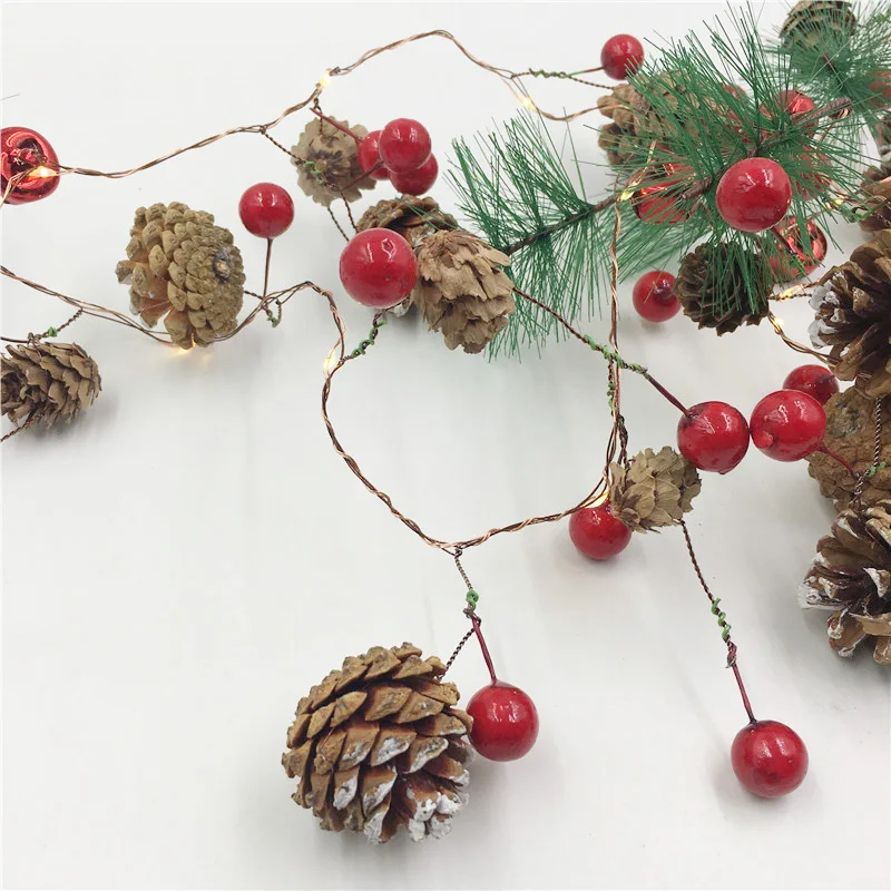 

IP65 Christmas LED String Light Pine Cone Star Berry Fairy Holiday Light For Yard Garland Xmas Tree Decoration AA Battery Lamp