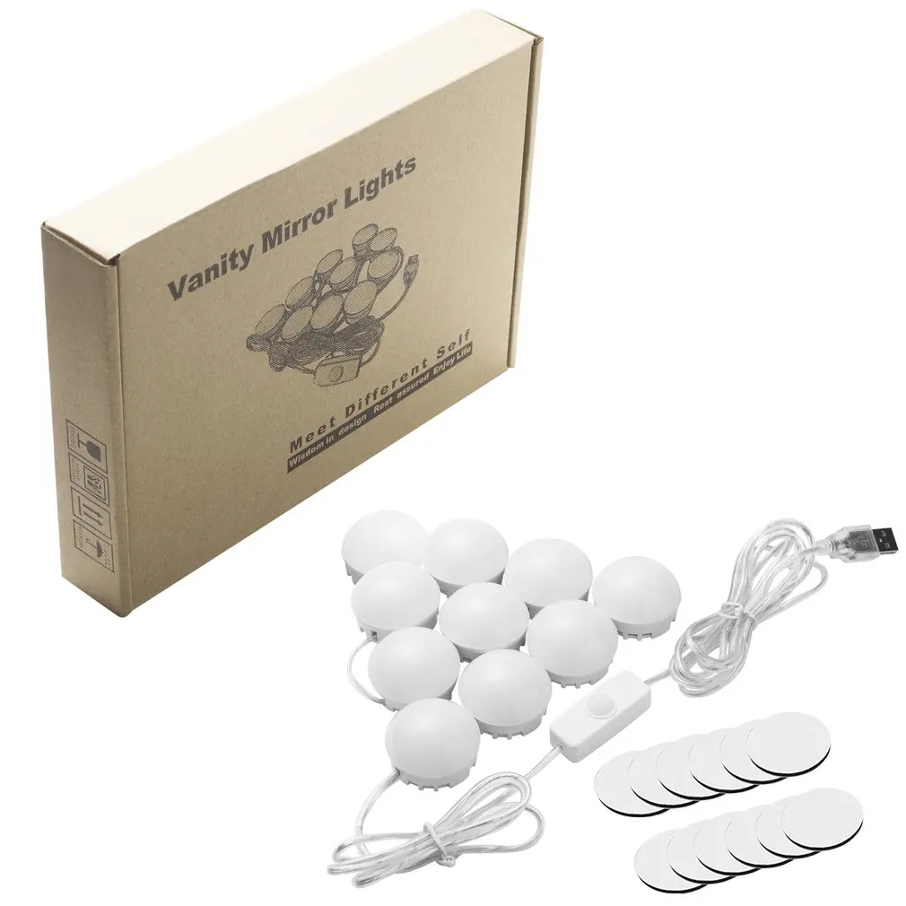 

Hollywood Style LED Vanity Mirror Lights Kit with Dimmable Light Bulbs Lighting Fixture Strip for Makeup Vanity Table Set