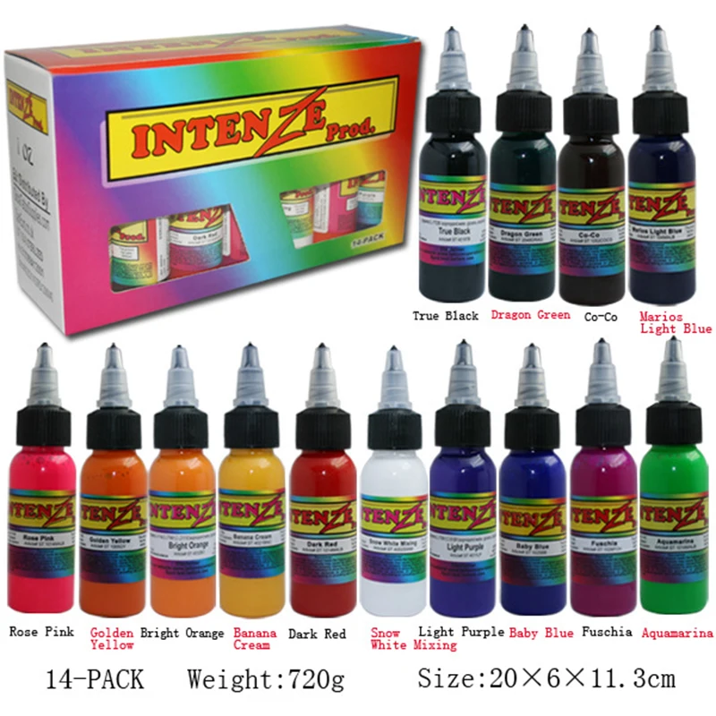 

YILONG Professional Tattoo Ink Pigment Set (30ml) 14 Color Tattoo Ink Colored 14 Pcs Tattoo Paint Set
