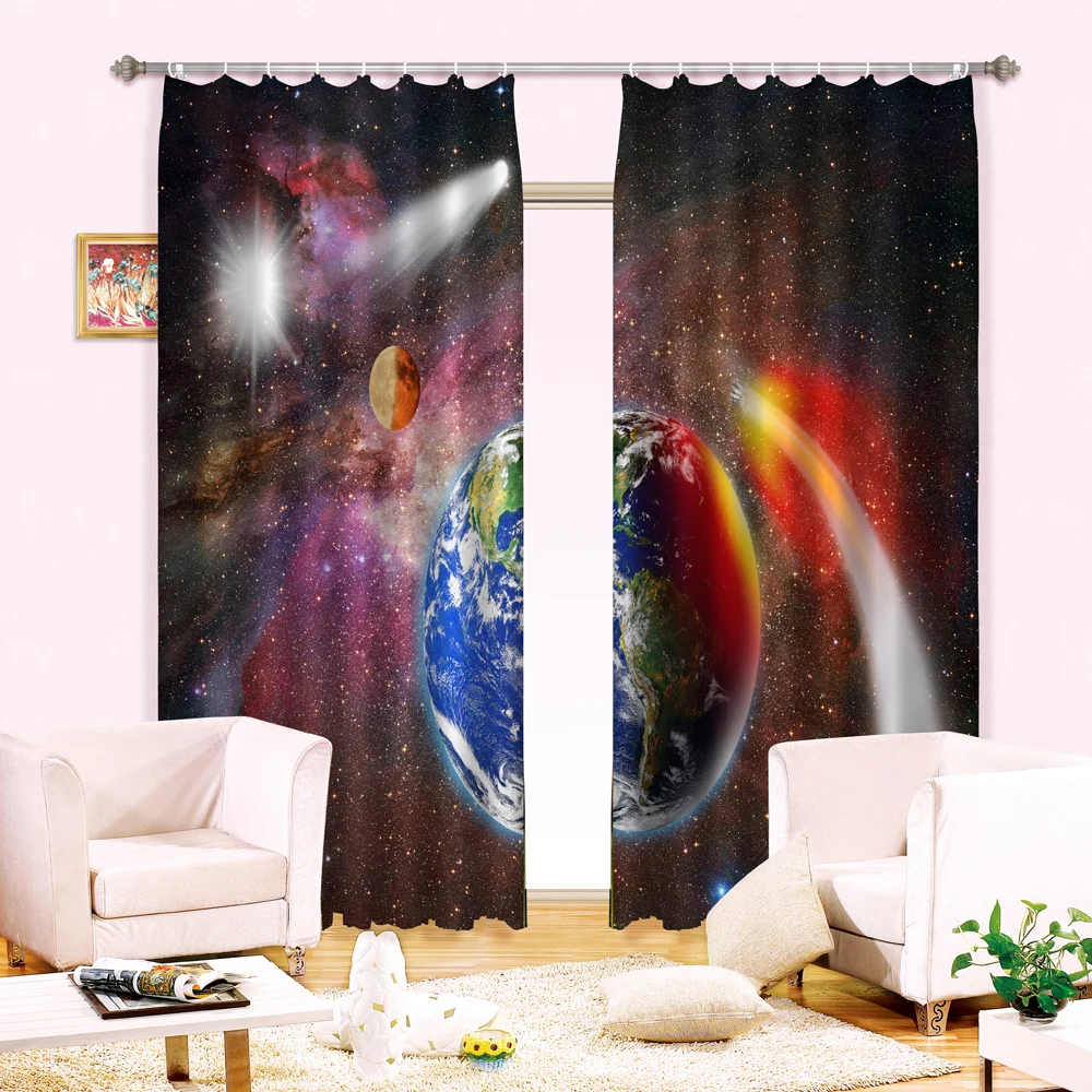 

Magnificent Planet Stars Print Energy Saving 3D Curtain