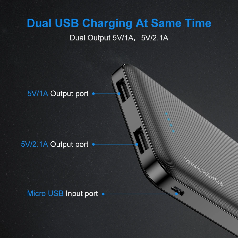 RAXFLY 10000mAh Protable Dual USB Fast Charging Power Bank For iPhone 11 7 Travel Chargers For Sams