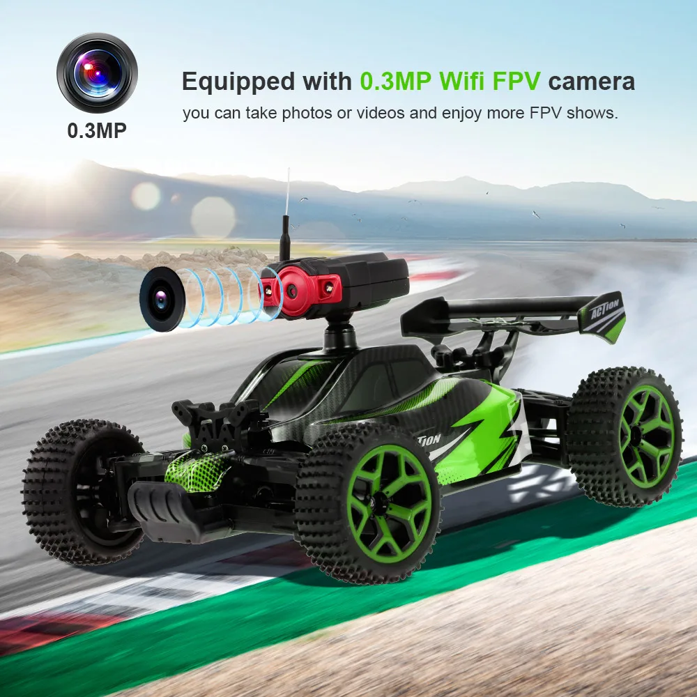 2018 New RC Car 118 2.4GHz 4WD 20kmh RC Buggy Car with Camera 0.3MP Wifi FPV Off-road Cars Radio Control Vehicle Toys (1)