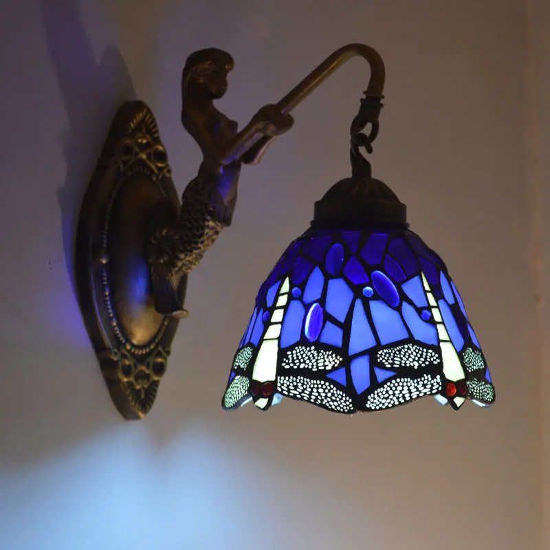 Настенный светильник Tiffany Mermaid Dragonfly абажур из витражного стекла настенный