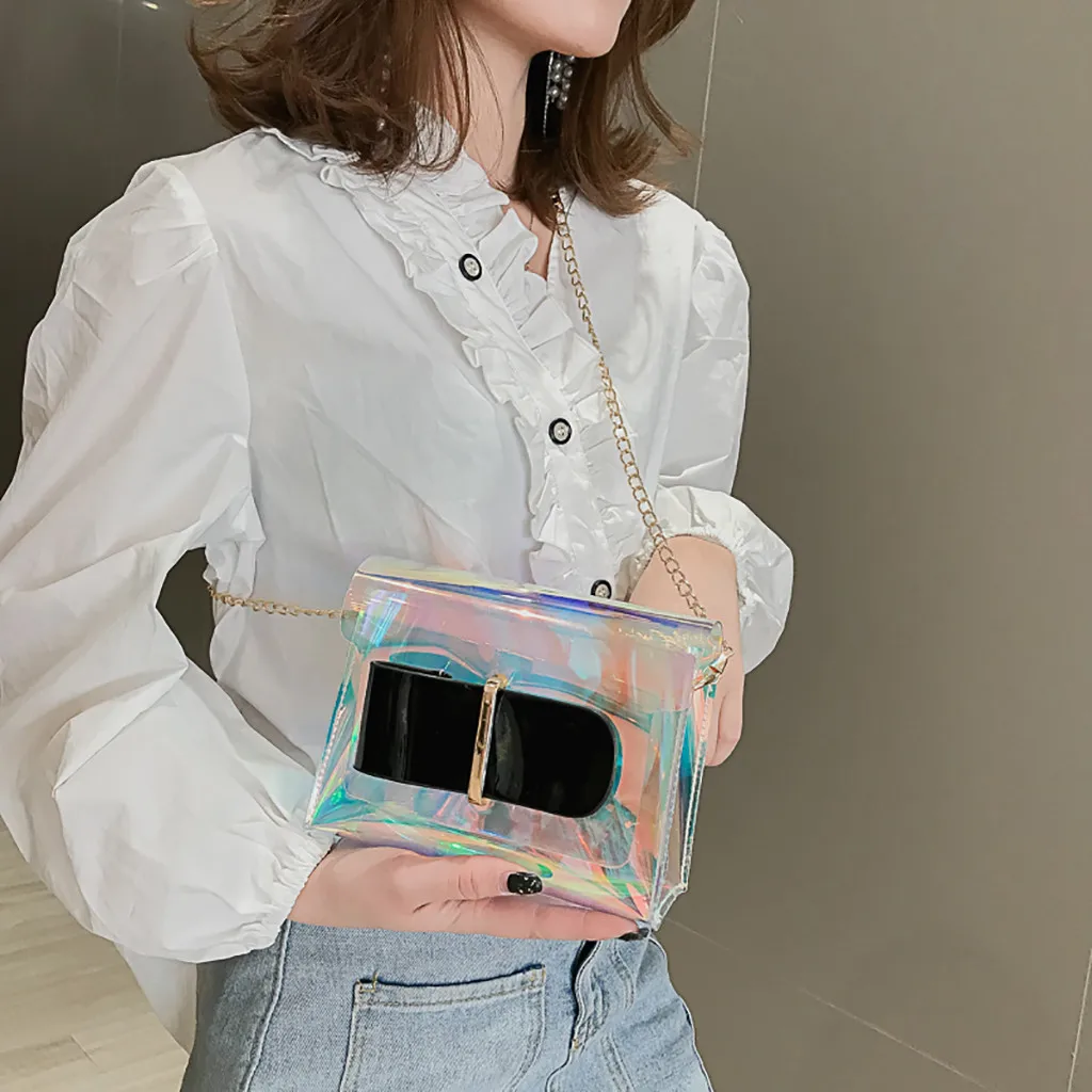 

Laser Crossbody Bag For Women Chain square Shoulder Bag Small Messenger Bag Womens Handbags and Purses evening clutch bags