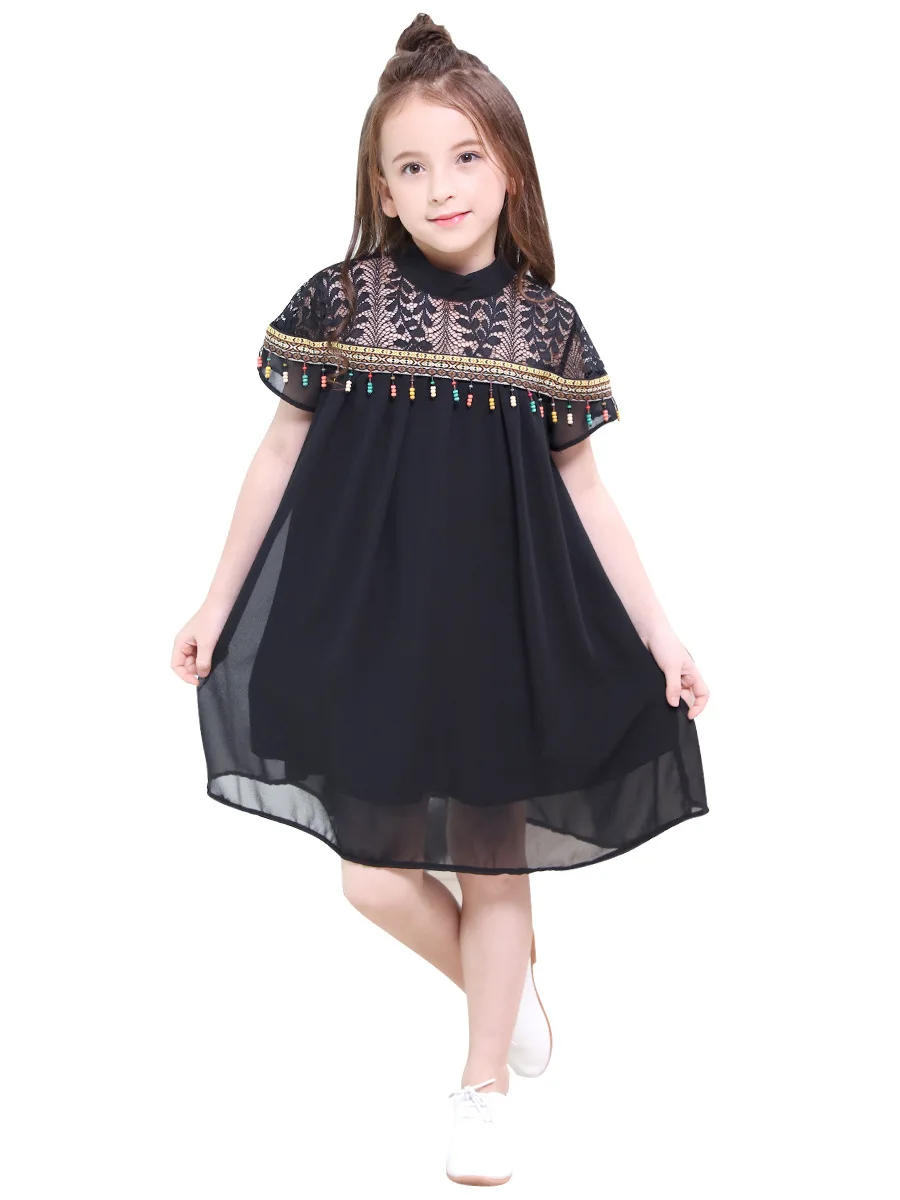 Платья для девочек-подростков, летняя одежда для девочек, шифоновое черное Сетчатое вечерние платье принцессы для девочек 12-14 лет, детское платье - Цвет: as show