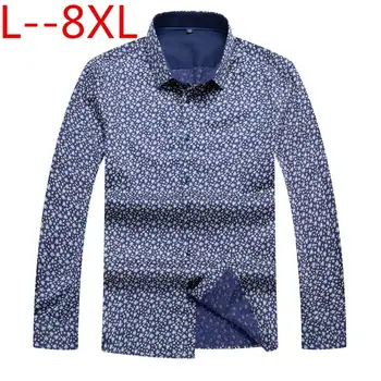 

plus 10xl 8xl 6xl Spring autumn Men's Shirt Social Dress Print Casual Slim Fit Long Sleeve Shirts Men Clothes Camisa Masculina