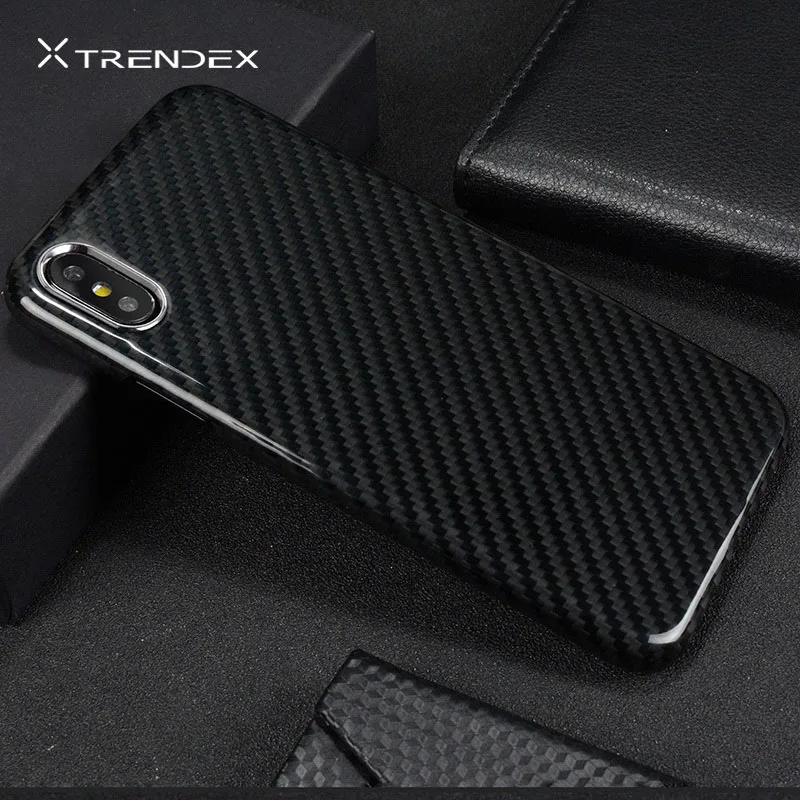Для samsung Galaxy S10 S9 Note 10+ 9 для iPhone 11 PRO MAX XS XR для huawei mate 30 Pro настоящий чехол из углеродного волокна - Цвет: Glossy Black