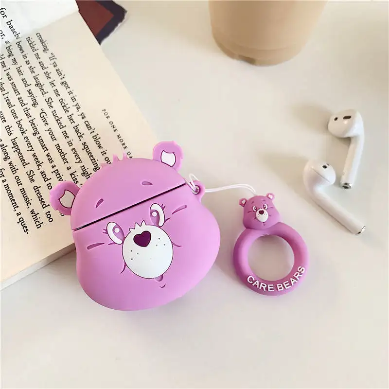 3D милая, с радужным принтом Care Bears силиконовый чехол для Apple Airpods 1 2 Беспроводной наушники Карамельный цвет покрытие с медведем зарядным устройством