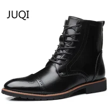 Мужские мотоциклетные ботинки зимние ботинки до середины икры из искусственной кожи, на шнуровке, с острым носком, сохраняющие тепло однотонные Мокасины, Мокасины, резиновая обувь