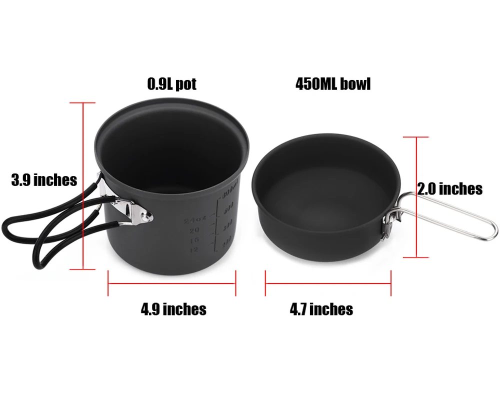 2018 caliente Camping vajilla 7 sets de al aire libre olla cubiertos portátil de viaje de fuego caldera de horno 1 -2 personas, Camping