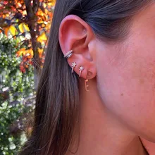 J shape серьги-гвоздики micro pave cz звезда Новое поступление Высокое качество с фабрики элегантность милая девушка Рождественский подарок