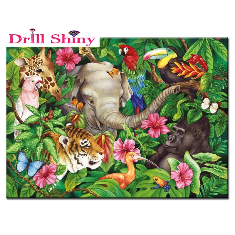 

New Full Square Diamond 5D DIY Diamond Painting "Animal family" Embroidery Cross Stitch Rhinestone Mosaic Painting Decor Gift