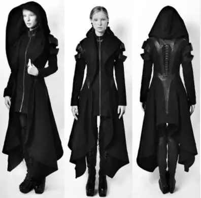 5XL крутые женские пальто для косплея, нестандартные кожаные Лоскутные Топы с капюшоном, косплей авангл, длинное пальто, Готический ниндзя