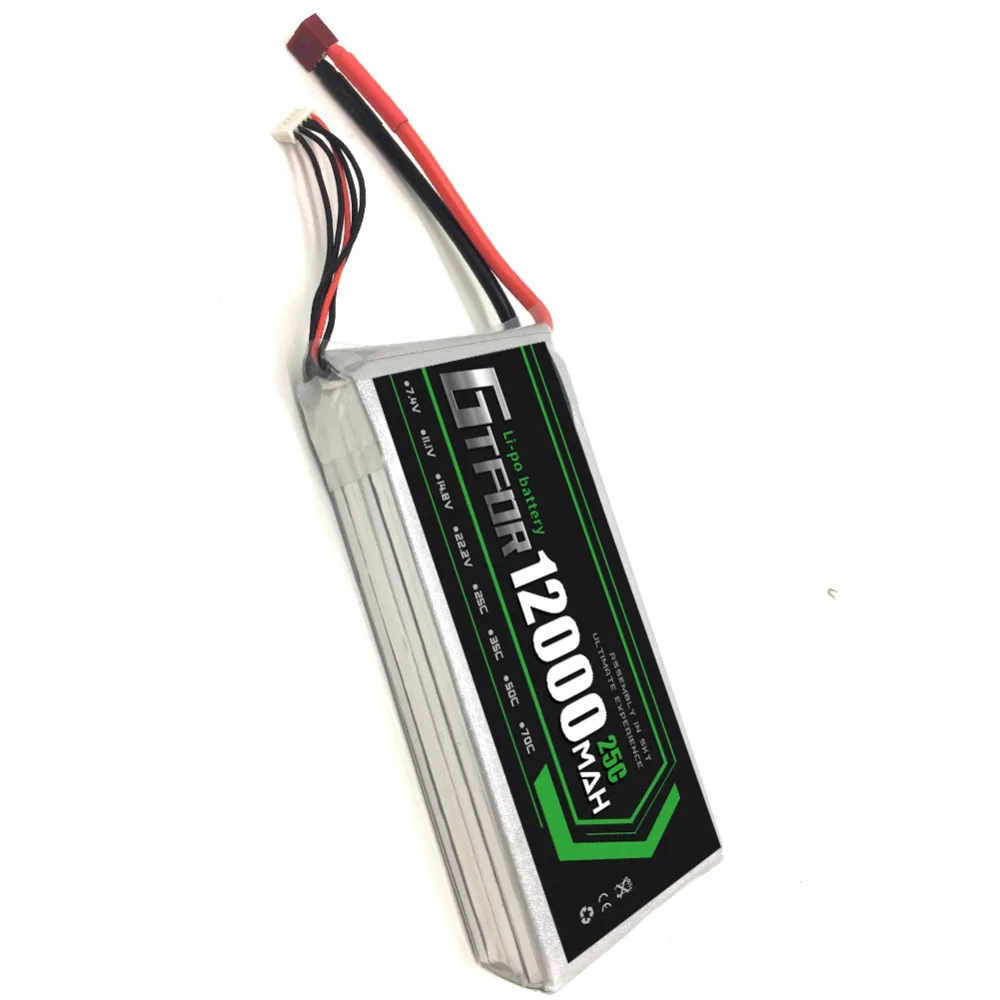 

GTFDR RC Lipo Battery 12000mAh 14.8V 4S 25C max 50C For RC Helicopter Drone FPV UAV Car Boat Multicopter 6-xis Quadcopter