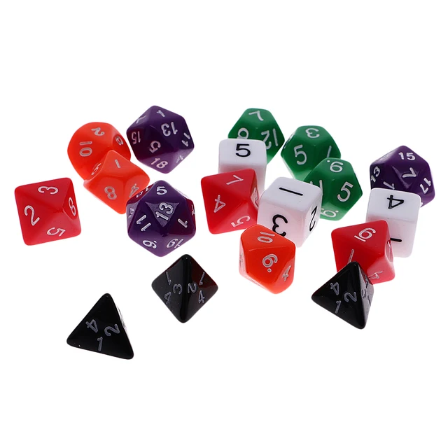Digital Dice Set of 15/16/18/21 Pcs Acrylic 4/8 20 Sided Dice RPG Game