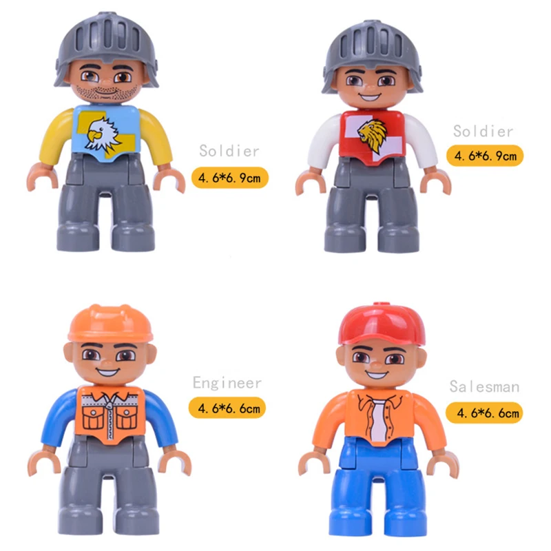 6Pcslot Action Figures Blocks Compatible LegoING Duploed Figures Family Train Building Blocks Education Toys For Cchildren (6)