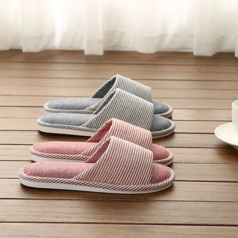 

Yu Kube Flax Home Slippers 2019 New Open Toe Indoor Floor Printing Linen slipp Non-Slippers Comfortable women House Shoes