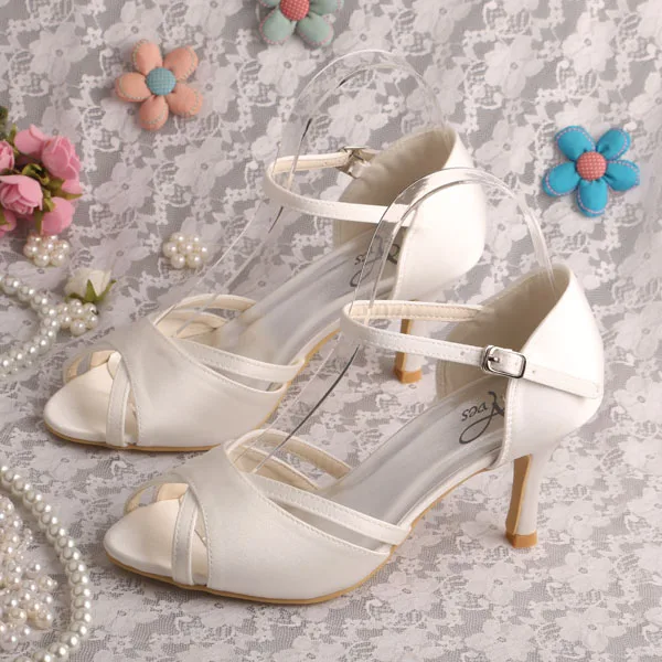 Wedopus Custom Color and Heel Women Wedding Dress Summer Sandals Beige ...