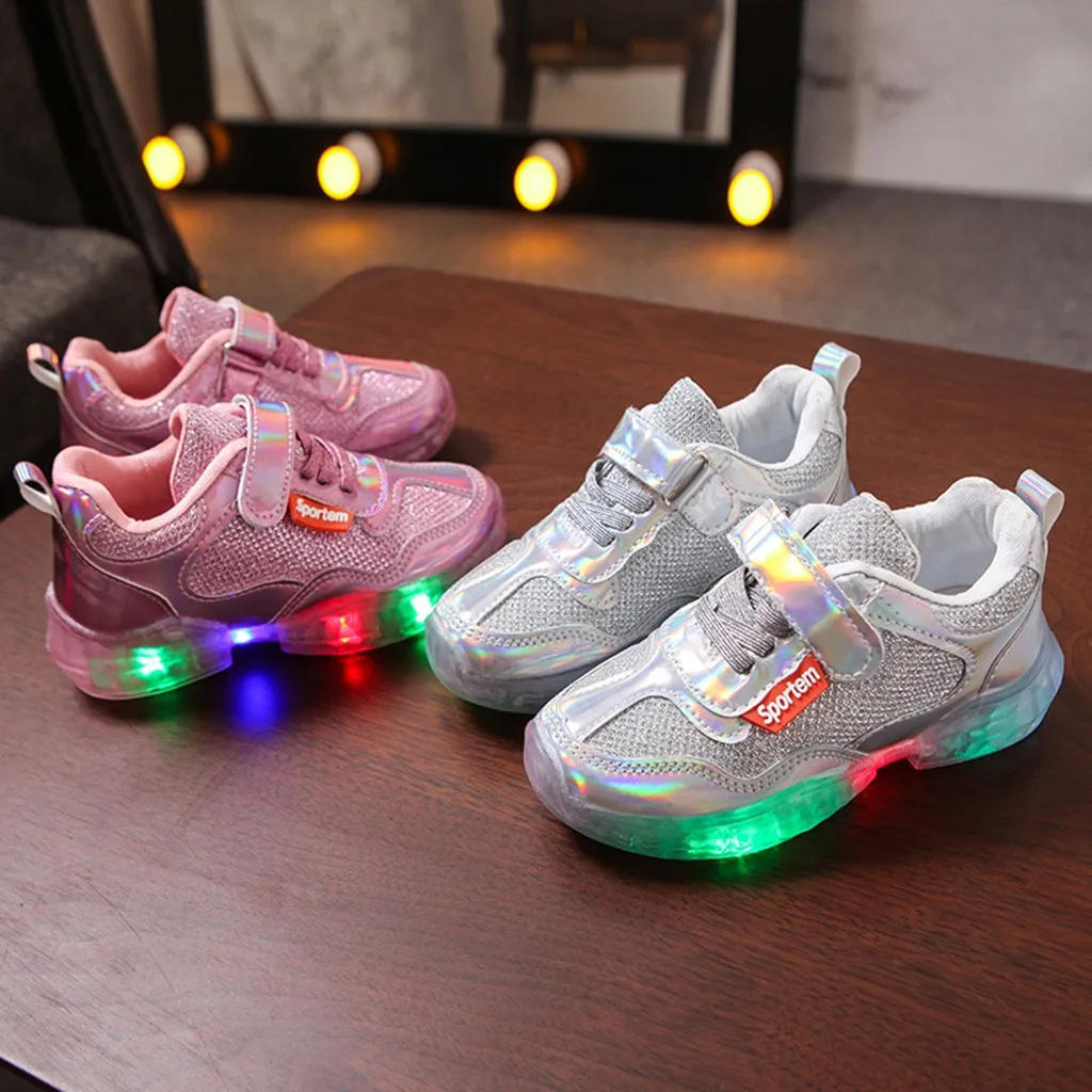 

Children Kid Baby Girls Boys Letter Led Luminous Sport Run Sneakers Casual Shoes shoes for Boy&Girl Casual led shoes for baby