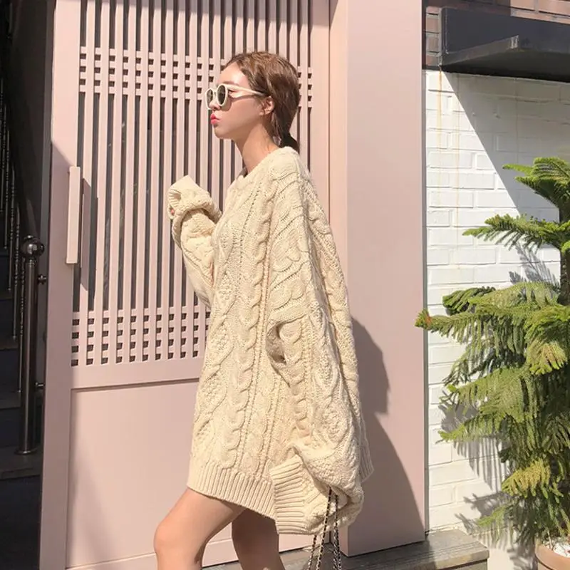 

Women Winter Sweater Knitted Pullover Tops Casual Loose Plus Size Jumper Twist Streetwear Clothes Sueter Mujer Truien Dames