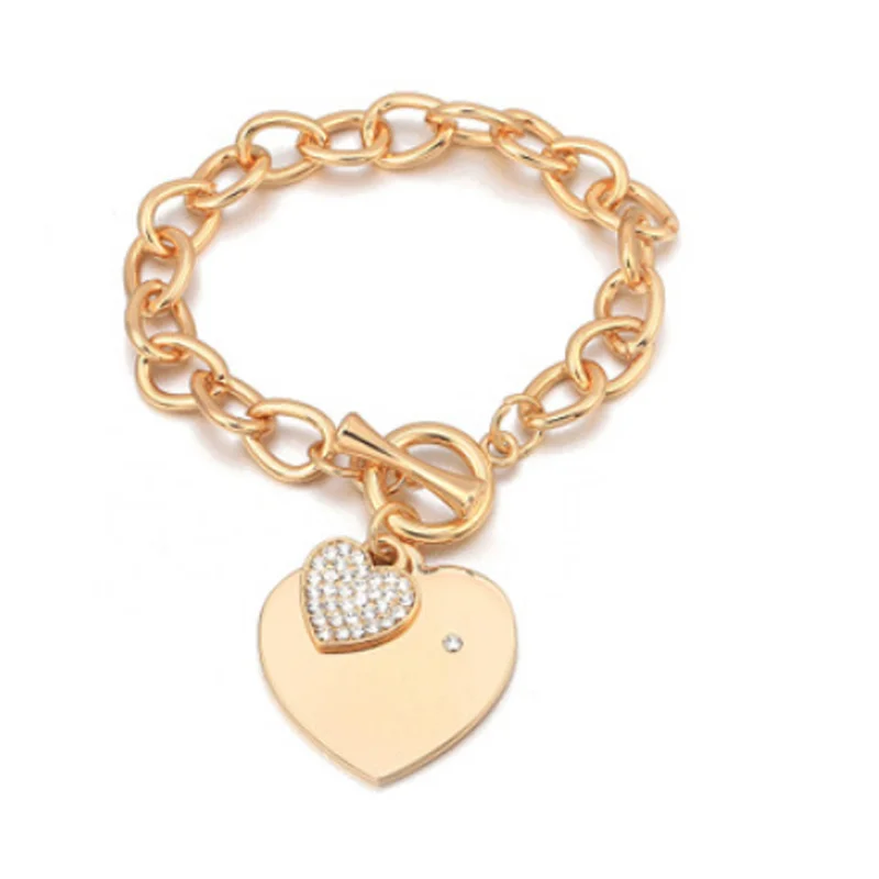 

Fashion Buckle Design Love Heart Charm Bracelets Trendy Women Bracelet Gold Chain Heart Bangles Jewelry Gift