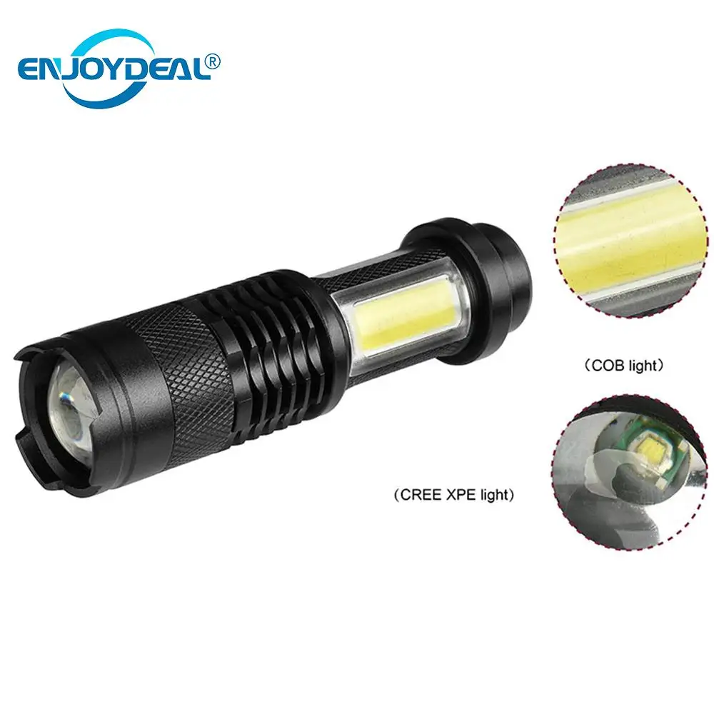 

3800LM Q5 COB LED Flashlight Ultra Bright Zoomable Mini LED Flashlight Use AA 14500 Battery Focus Light 3 Mode Torch for outdoor