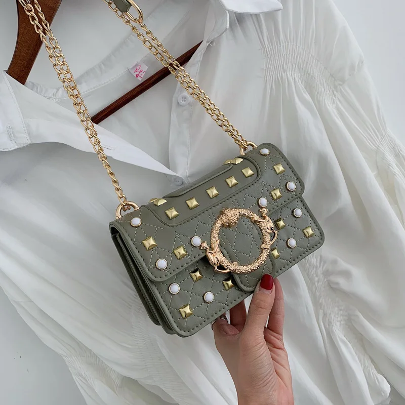 

Female Crossbody Bags For Women 2019 High Quality PU Leather Luxury Handbags Designer Sac Ladies Rivet Shoulder Messenger Bag