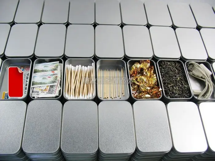 US $74.10 100pcslot rectangle tea tin box without any printing candy business card storage box case