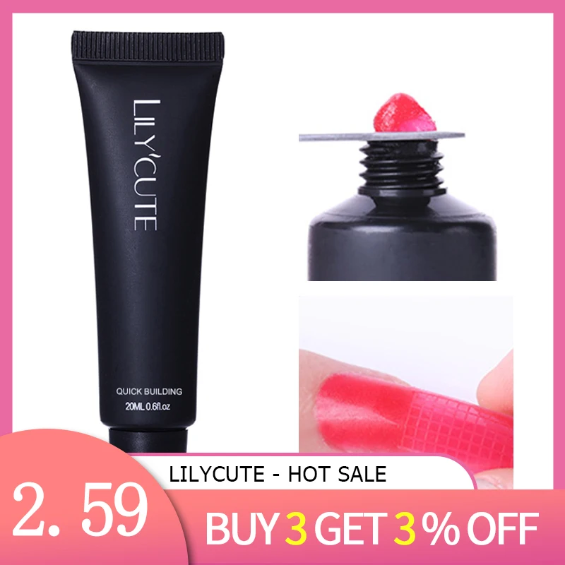 

LILYCUTE Poly Extension Gel Kit Nail Art French Nail Art Clear Pink Color Nail Tip Form Crystal UV Gel Slice Brush Nail Gel