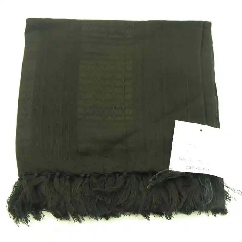 Армейский Военный Тактический Keffiyeh Shemagh шарф в арабском стиле, шаль на шею, накидка на голову, хлопок, зимние шарфы черного цвета - Цвет: black