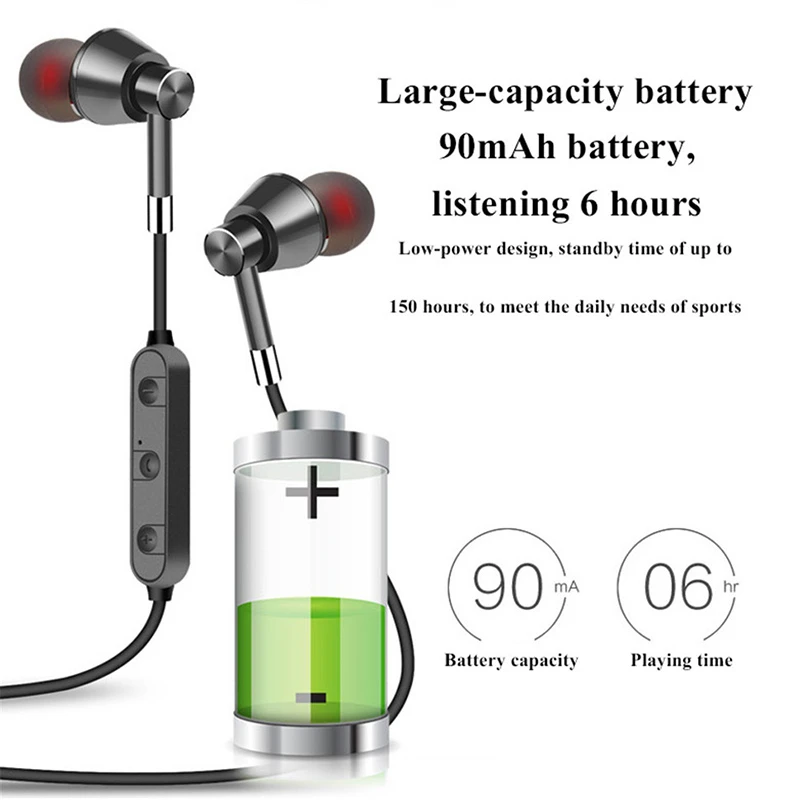 Bluetooth наушники спортивные беспроводные с микрофоном для LG V20 V30 V30S ThinQ V34 X cam Power 2