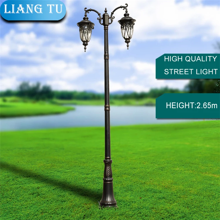 Dubbele Armen Landschap Lichten Outdoor Vintage Tuin Straat Licht Led Hoge Paal Tuin Waterdichte Gate Lamp hoge paal lamp