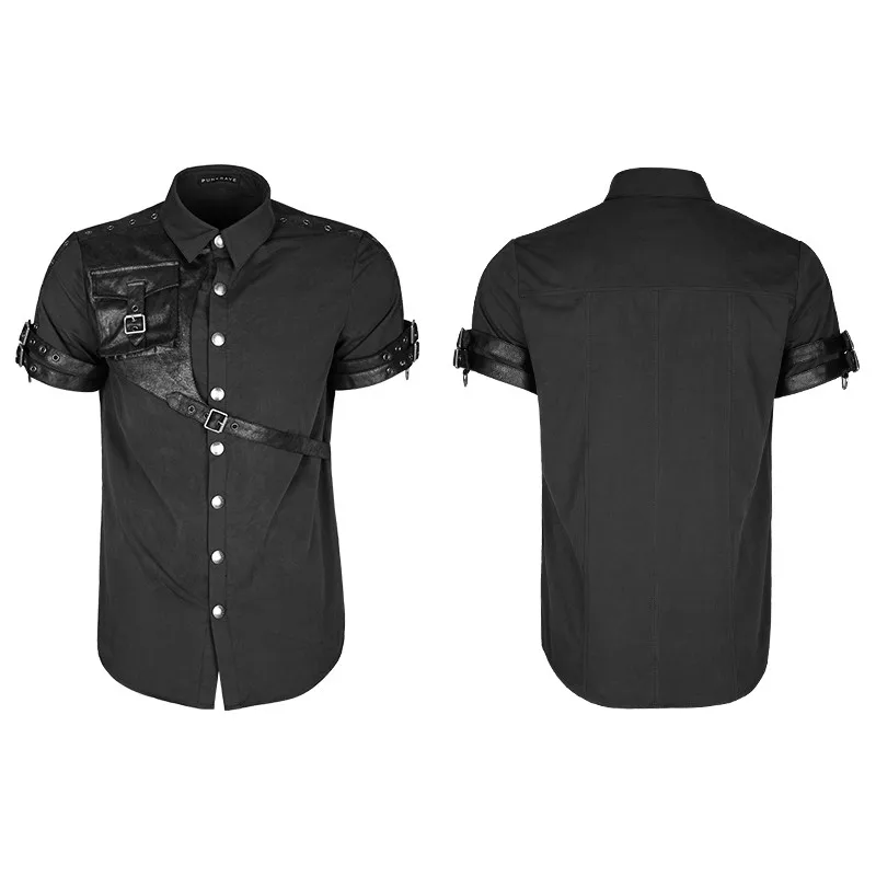 Y-757 PUNK RAVE Summer Decent Round Bottom Casual Man Shirts