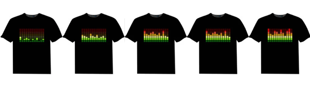Fast shipping Unisex EL T-Shirt Sound Activated Flashing T Shirt Light Up Down Music Party Equalizer LED T-Shirt