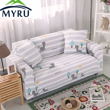 

Gray zebra stripe Sofa Cover Big Elasticity Flexible Couch Cover Loveseat Machine Slip-resistant Drawing Room Decorate Anti Mite