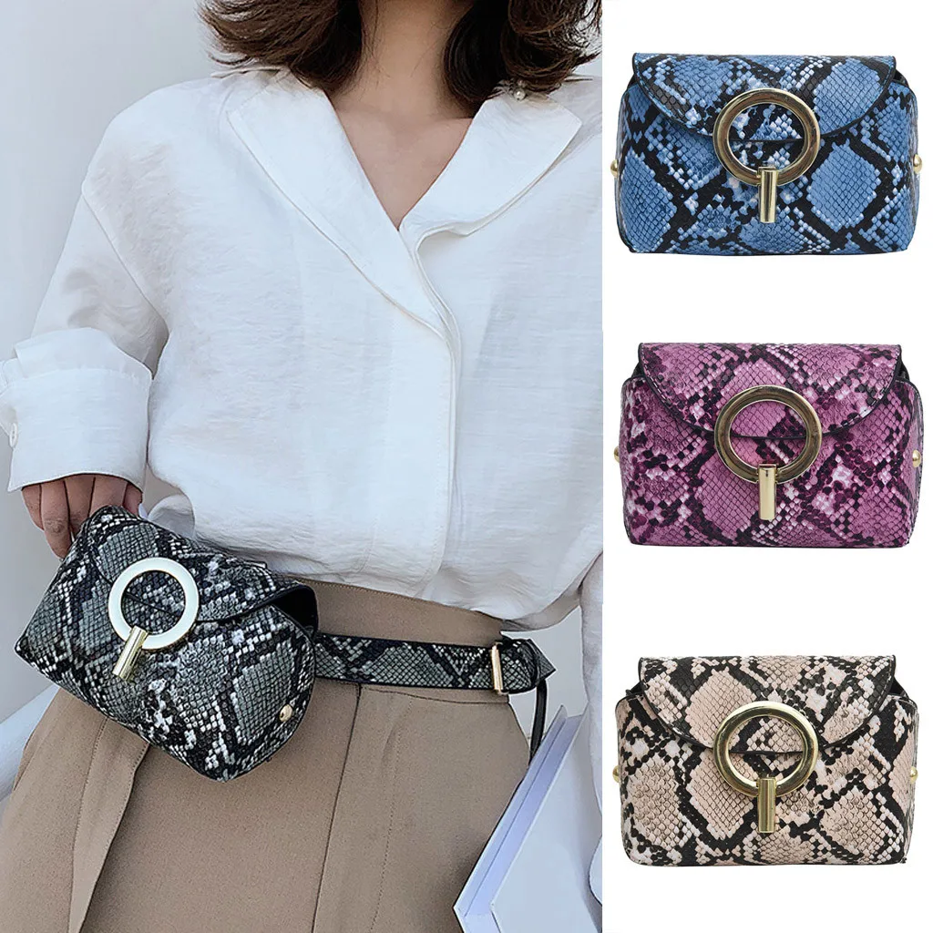 Женская поясная сумка с змеиным узором, поясная сумка из искусственной кожи, женская модная уличная поясная сумка высокого качества