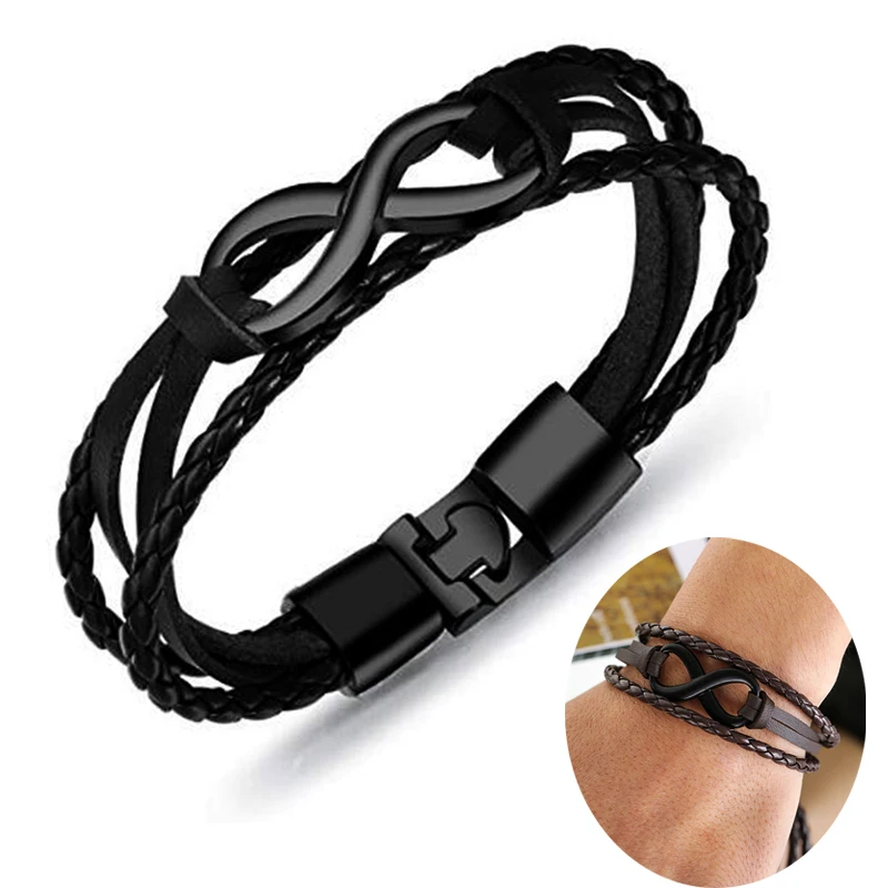 

Mens Toggle-clasps Leather Bracelet best friends Braided Bracelet Bangle Metal Buckle Cuff Bracelets stainless steel jewelry