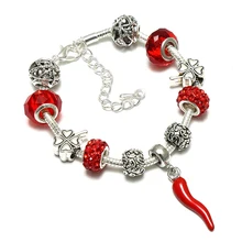 

SPINNER New Year Red chili DIY Charm Bracelet Little Boy Girl Romantic Couple Pandora Bracelet for Women Jewelry Christmas Gift