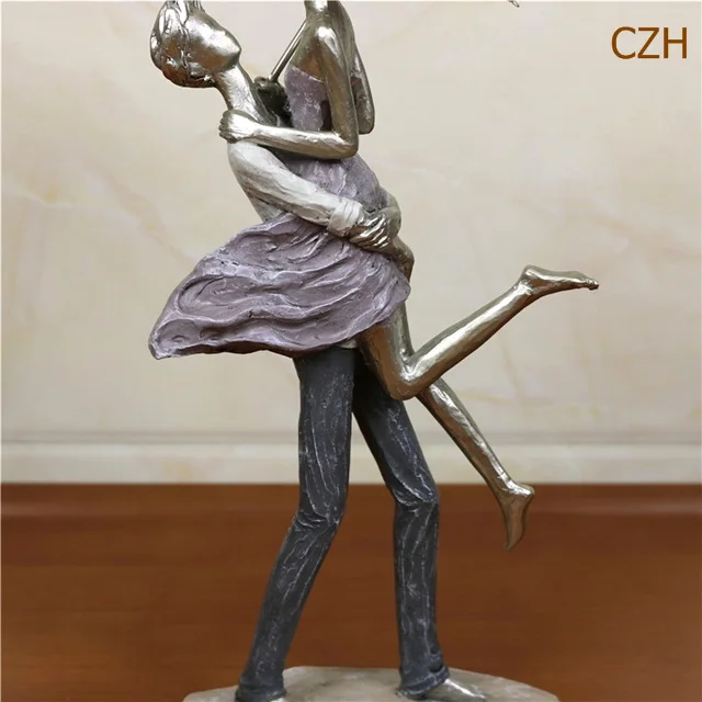 Абстрактная Металлическая пара зонтиков статуя смолы Hug любителей скульптура, декор любовь Новая ко Дню Святого Валентина ручной работы орнамент подарок